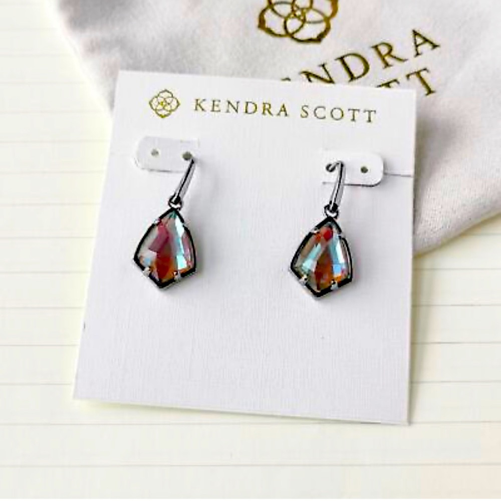 Kendra Scott - Cory Gunmetal Light Gray Dichroic Glass Drop Earrings